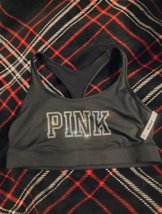 PINK Victoria's Secret Other - Women's Black Victoria Secret Pink Collection Sports Bra With Rhinestone Logo XL